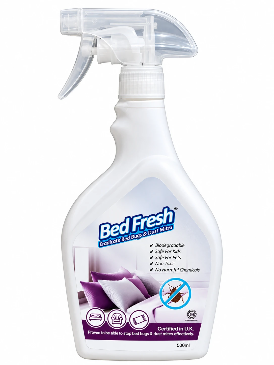 Bed Fresh spray, eradicates bed bugs and dust mites, 500ml