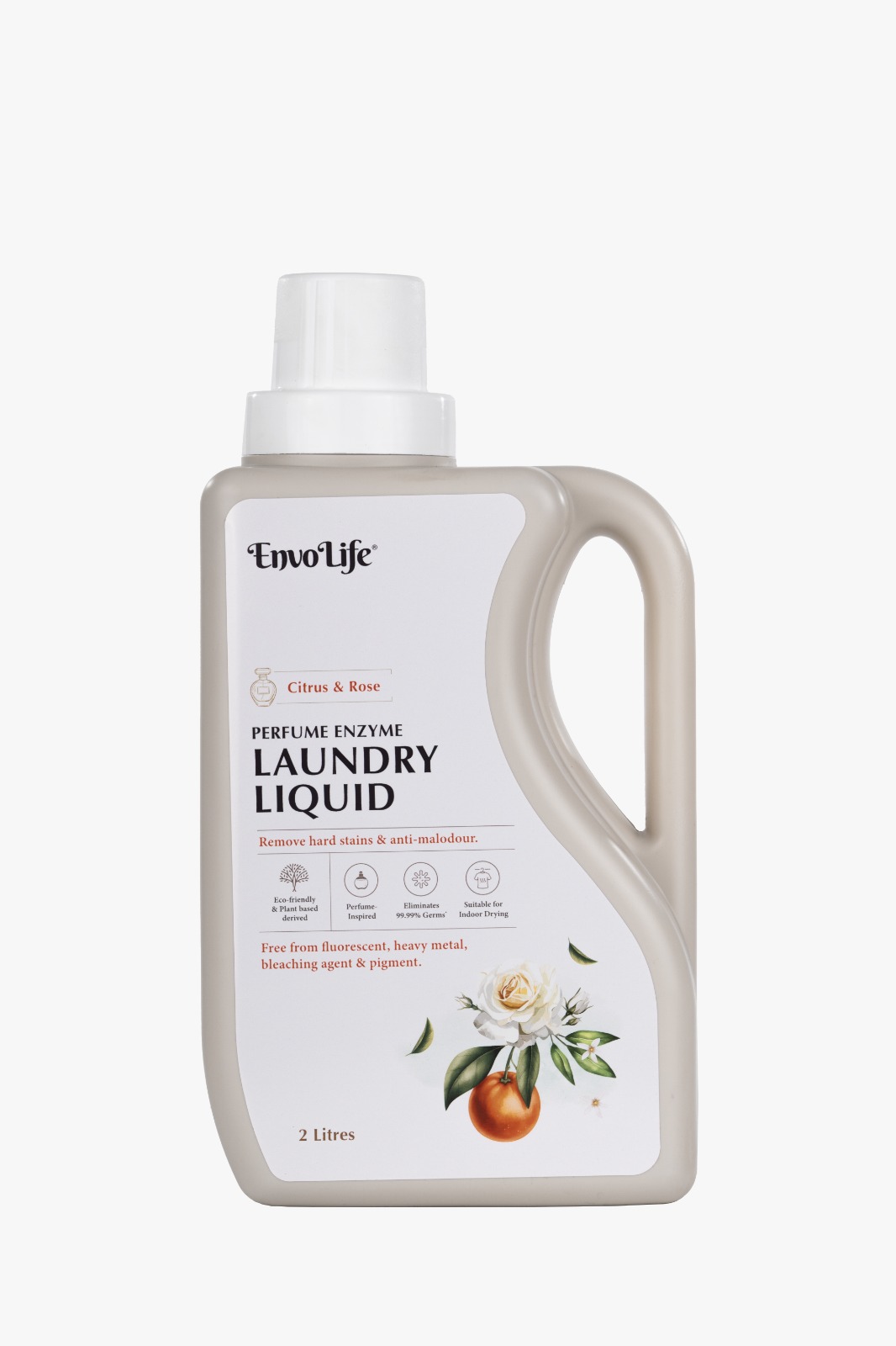 Envolife Perfume Enzyme Laundry Liquid, Citrus & Rose, 2 litres